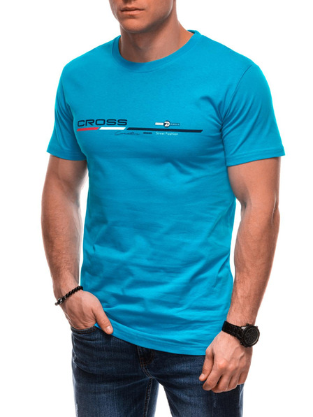 Edoti Herren T-Shirt mit Aufdruck S1712 - hellblau EDOTI