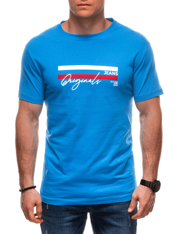 Edoti Herren T-Shirt mit Aufdruck S2027 - blau OTHER