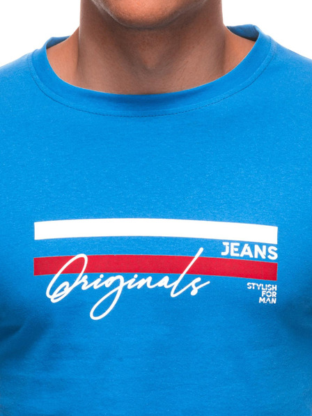 Edoti Herren T-Shirt mit Aufdruck S2027 - blau OTHER