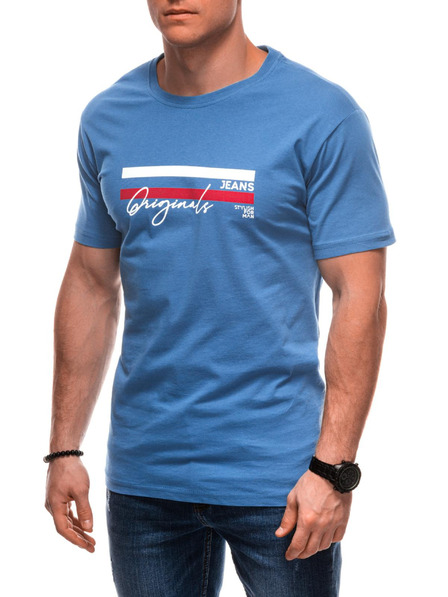 Edoti Herren T-Shirt mit Aufdruck S2027 - dunkelblau OTHER