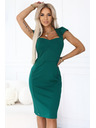 numoco 318-7 Elegantes Midi-Kleid mit schönem Ausschnitt - Grün