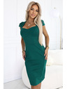 numoco 318-7 Elegantes Midi-Kleid mit schönem Ausschnitt - Grün