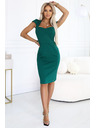 numoco 318-7 Elegantes Midi-Kleid mit schönem Ausschnitt - Grün