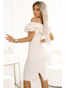 numoco 599-1 CARMEN Figurbetonte Midi-Kleid im spanischen Stil - Beige