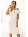 numoco 599-1 CARMEN Figurbetonte Midi-Kleid im spanischen Stil - Beige