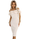 numoco 599-1 CARMEN Figurbetonte Midi-Kleid im spanischen Stil - Beige