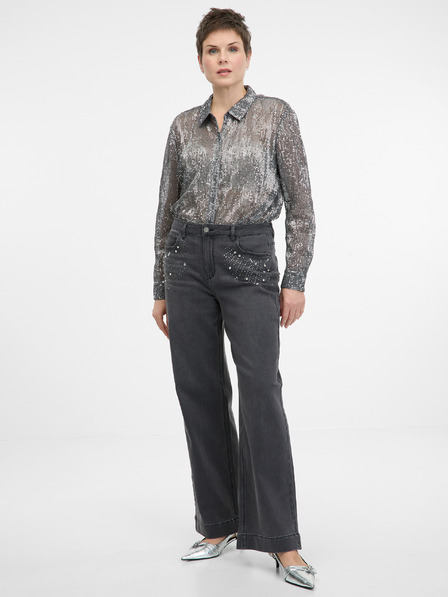 Orsay Silberne Damenbluse mit Kragen ORSAY