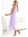numoco 315-7 EMILY Plissiertes Kleid mit Volants und Ausschnitt - Heidefarben