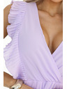 numoco 315-7 EMILY Plissiertes Kleid mit Volants und Ausschnitt - Heidefarben