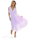 numoco 315-7 EMILY Plissiertes Kleid mit Volants und Ausschnitt - Heidefarben