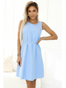 numoco 296-12 VICTORIA Trapezförmiges ärmelloses Kleid mit Gürtel - Klassik mit modernem Touch - hellblau