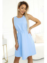 numoco 296-12 VICTORIA Trapezförmiges ärmelloses Kleid mit Gürtel - Klassik mit modernem Touch - hellblau