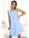 numoco 296-12 VICTORIA Trapezförmiges ärmelloses Kleid mit Gürtel - Klassik mit modernem Touch - hellblau