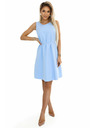 numoco 296-12 VICTORIA Trapezförmiges ärmelloses Kleid mit Gürtel - Klassik mit modernem Touch - hellblau