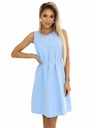numoco 296-12 VICTORIA Trapezförmiges ärmelloses Kleid mit Gürtel - Klassik mit modernem Touch - hellblau