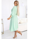 numoco 531-4 Midi-Hemdkleid mit goldenen Knöpfen und Krawatte - mintblau