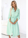 numoco 531-4 Midi-Hemdkleid mit goldenen Knöpfen und Krawatte - mintblau