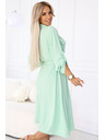 numoco 531-4 Midi-Hemdkleid mit goldenen Knöpfen und Krawatte - mintblau
