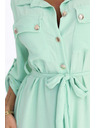 numoco 531-4 Midi-Hemdkleid mit goldenen Knöpfen und Krawatte - mintblau