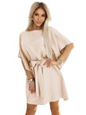 numoco 287-38 SOFIA Schmetterlingskleid mit Taillenbindung - dunkel beige