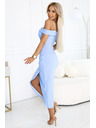 numoco 564-9 CALLIE Midi-Kleid mit freien Schultern und tiefem Ausschnitt - hellblau