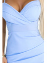numoco 564-9 CALLIE Midi-Kleid mit freien Schultern und tiefem Ausschnitt - hellblau