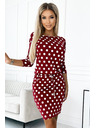 numoco 13-164 Sportkleid mit Bindung und Taschen - bordeaux + Punkte