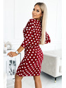 numoco 13-164 Sportkleid mit Bindung und Taschen - bordeaux + Punkte