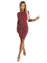 numoco 13-164 Sportkleid mit Bindung und Taschen - bordeaux + Punkte
