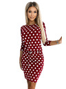 numoco 13-164 Sportkleid mit Bindung und Taschen - bordeaux + Punkte