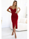 numoco 564-8 CALLIE Midi-Kleid mit Schulterausschnitt - weinrot