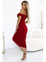 numoco 564-8 CALLIE Midi-Kleid mit Schulterausschnitt - weinrot