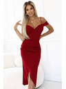 numoco 564-8 CALLIE Midi-Kleid mit Schulterausschnitt - weinrot