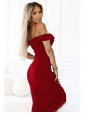 numoco 564-8 CALLIE Midi-Kleid mit Schulterausschnitt - weinrot