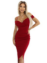 numoco 564-8 CALLIE Midi-Kleid mit Schulterausschnitt - weinrot