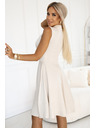 numoco 573-3 Exklusives Kleid mit erweitertem Unterteil und goldenem Reißverschluss - beige
