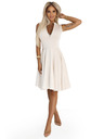 numoco 573-3 Exklusives Kleid mit erweitertem Unterteil und goldenem Reißverschluss - beige