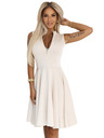 numoco 573-3 Exklusives Kleid mit erweitertem Unterteil und goldenem Reißverschluss - beige