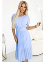 numoco 465-4 MIA Chiffon-Midi-Kleid mit breitem Gürtel - hellblau