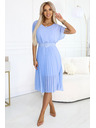 numoco 465-4 MIA Chiffon-Midi-Kleid mit breitem Gürtel - hellblau