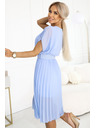 numoco 465-4 MIA Chiffon-Midi-Kleid mit breitem Gürtel - hellblau