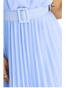 numoco 465-4 MIA Chiffon-Midi-Kleid mit breitem Gürtel - hellblau