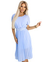 numoco 465-4 MIA Chiffon-Midi-Kleid mit breitem Gürtel - hellblau