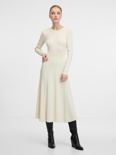 Orsay Cremefarbenes Damen-Midikleid ORSAY