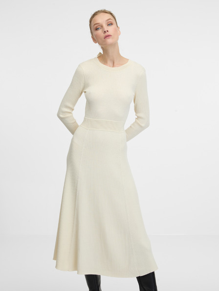 Orsay Cremefarbenes Damen-Midikleid ORSAY