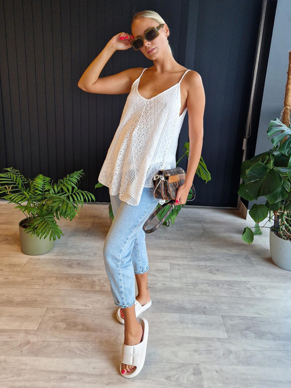 Edoti Damen-Spitzentop im Boho-Stil SLR092 - weiß OTHER
