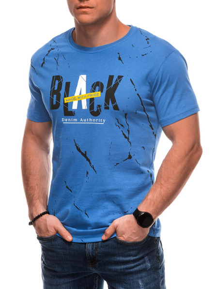 Edoti Herren T-Shirt mit Aufdruck S2028 - blau OTHER