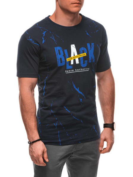 Edoti Herren T-Shirt mit Aufdruck S2028 - dunkelblau OTHER