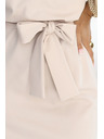 numoco 240-5 ROXI Kleid mit asymmetrischem Rock und Gürtel - beige