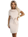 numoco 240-5 ROXI Kleid mit asymmetrischem Rock und Gürtel - beige